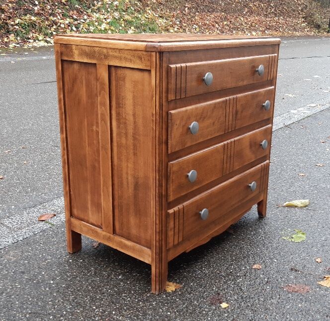 Art deco gilded oak chest of drawers