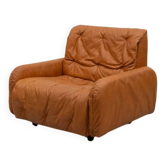 Fauteuil Bonacina en cuir cognac italien des années 1970