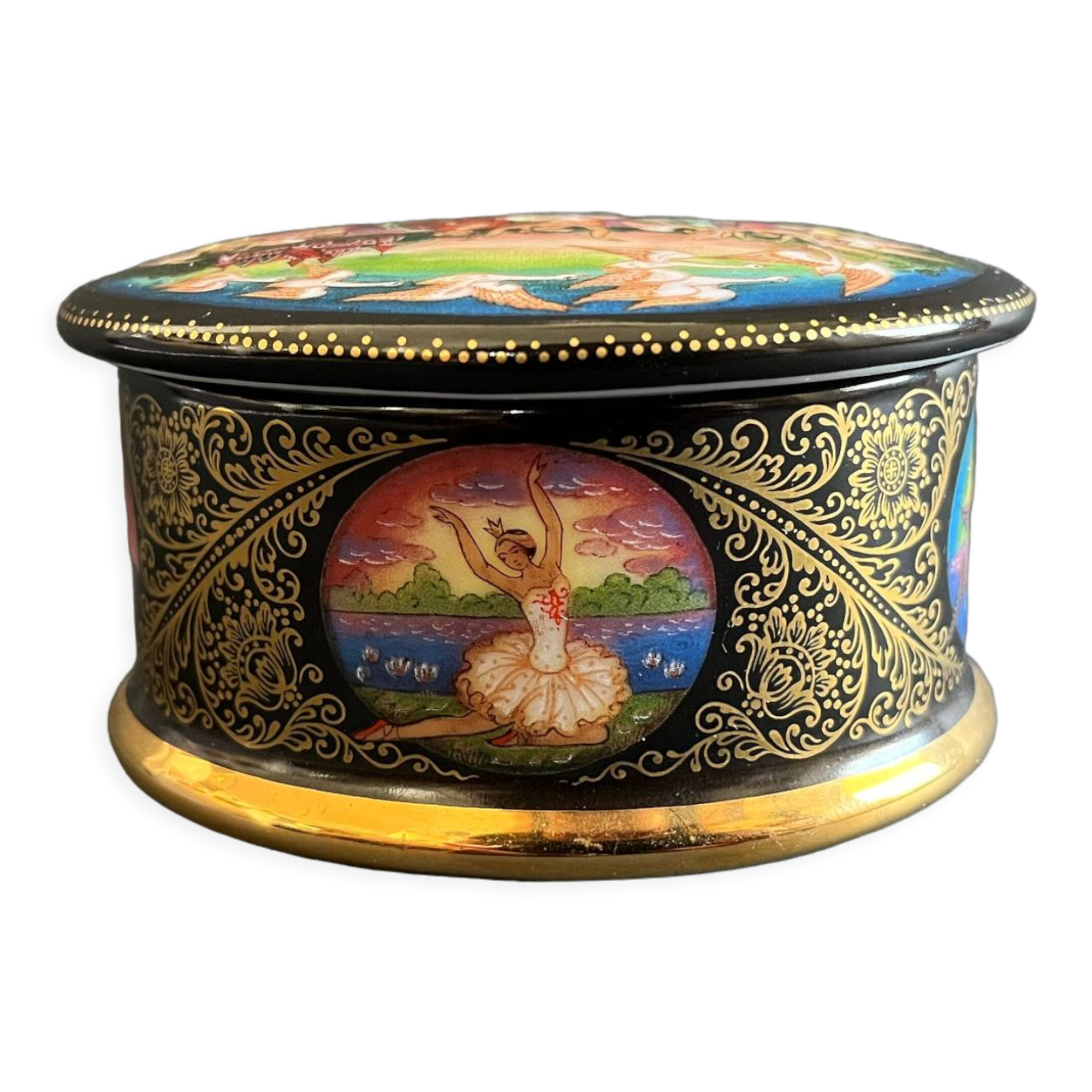 Music Box Swan Lake Tchaikovsky 1992 Ardleigh Elliot Porcelain Russian Ballet