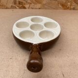 Set of 6 émile henry snail dishes in beige brown ceramic pan