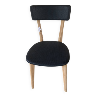 Chaise vintage restaurée vinyle bleu nuit année 50