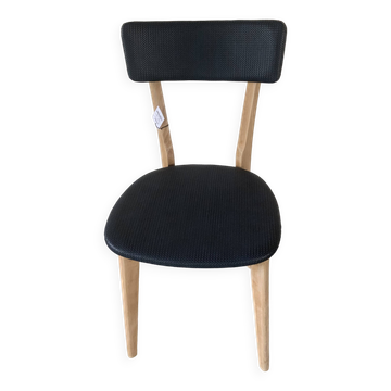 Chaise vintage restaurée vinyle bleu nuit année 50