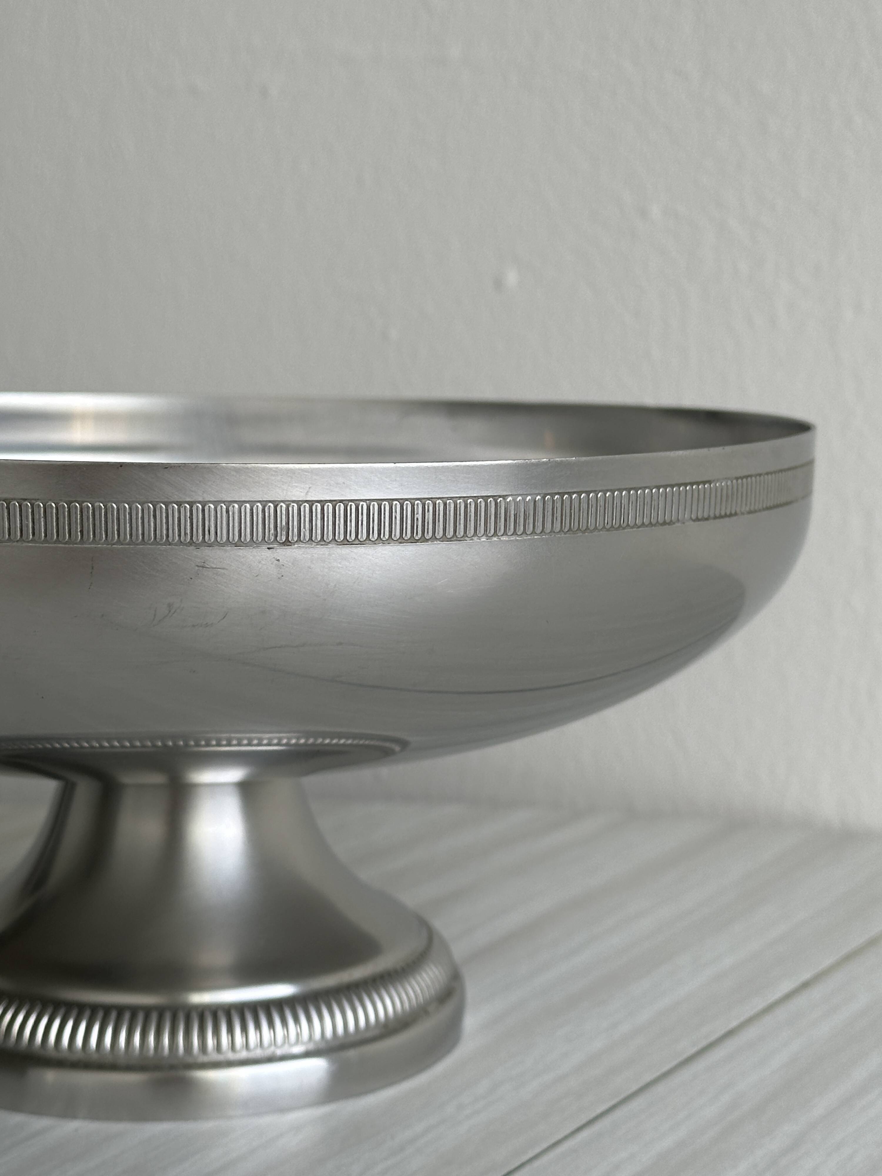 Large brushed stainless steel salad bowl