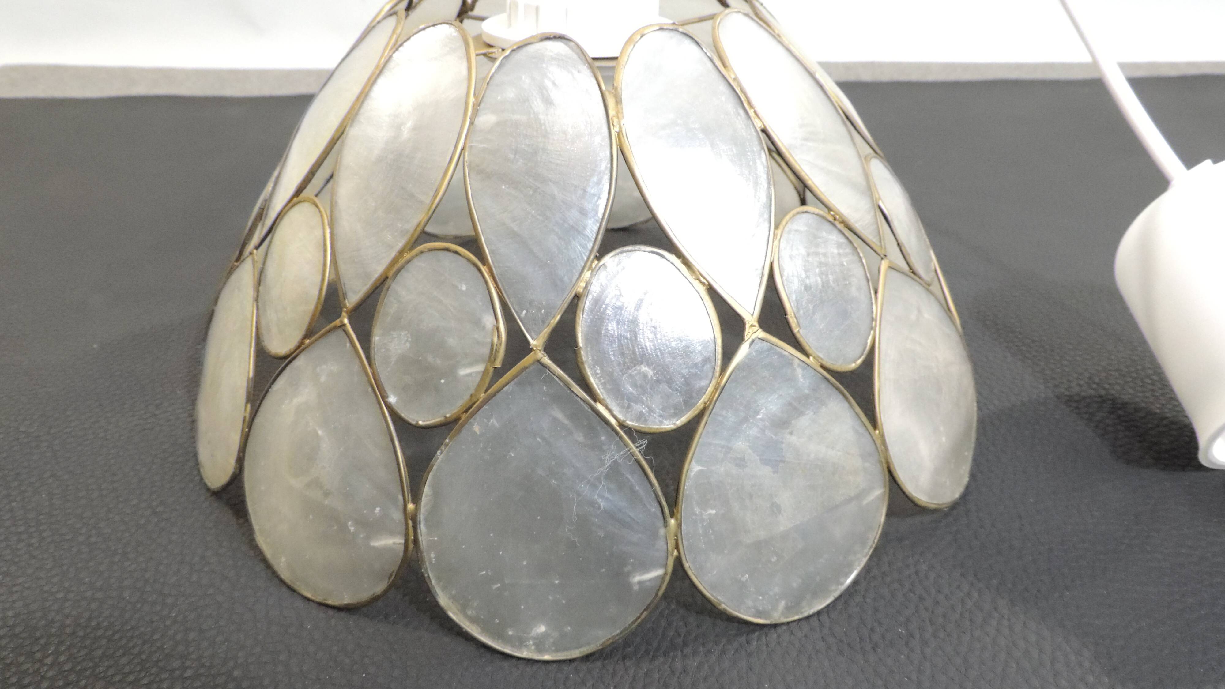 Vintage 1970s shell pendant lamp ceiling light lampshade