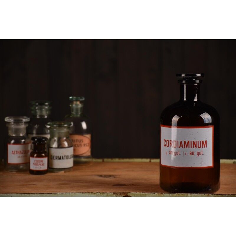 Brocante apothecary bottle 1 ltr with various prints