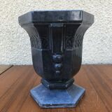 Pot art déco plantes fonte émaillé bleu