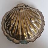 Silver-plated metal butter/shell caviar dish