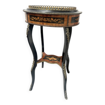 Jardinière Napoléon III en bois noirci et marqueterie de bois clair XIX siè