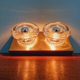 Double wall light in brass and glass, Space Age style, Cosack, 1970