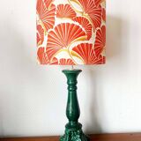 Vintage green ceramic lamp with custom shade