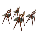 4x Teak Dining Chairs Hans J. Wegner CH29 Sawbuck