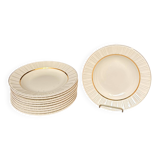 Ancien 10x Assiette Creuse Villeroy Boch Beige Doré Mettlach France Saar Ec