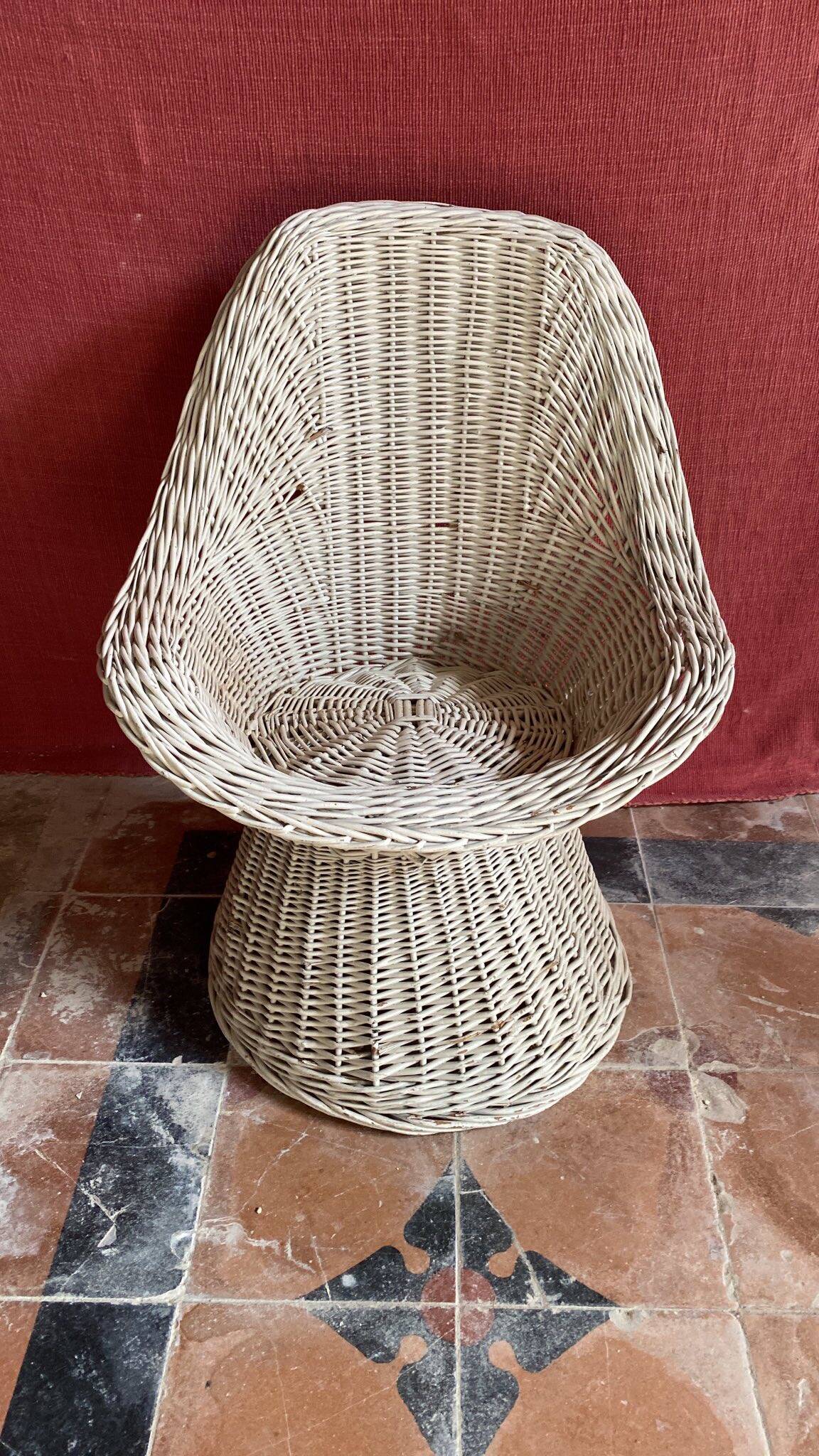 White Rattan Armchair for Children