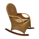 Rocking-chair vintage rotin et teck