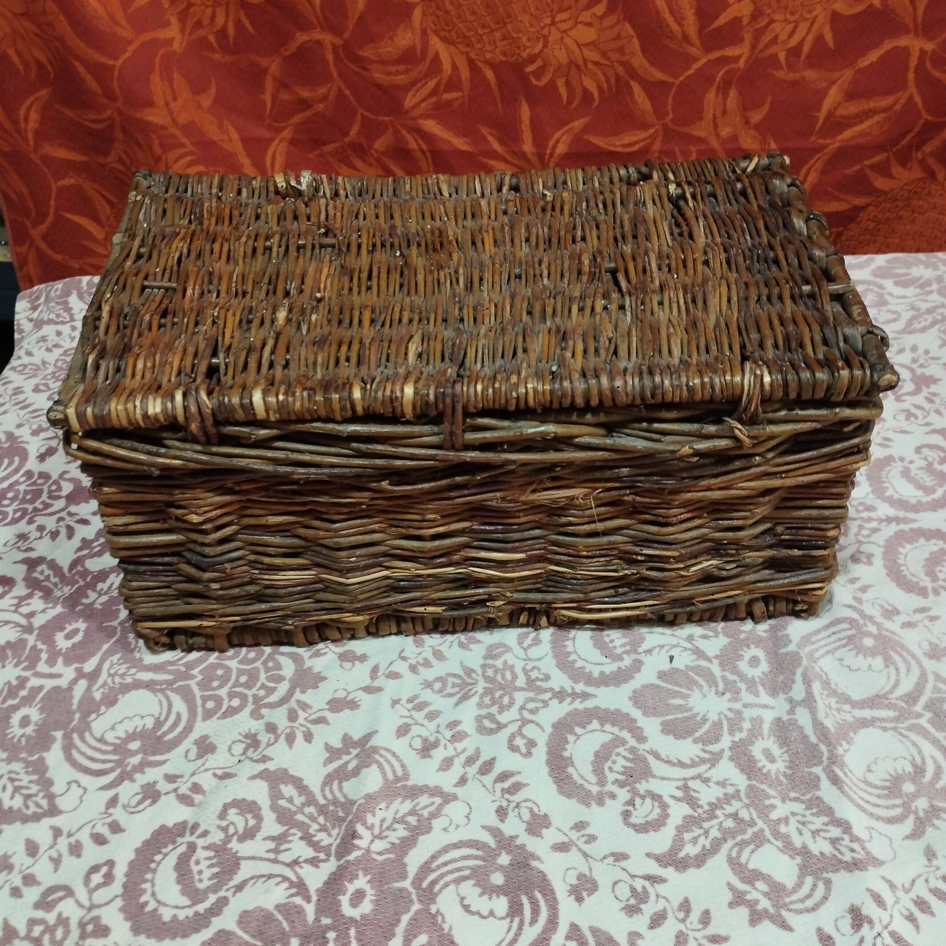 Woven wooden chest