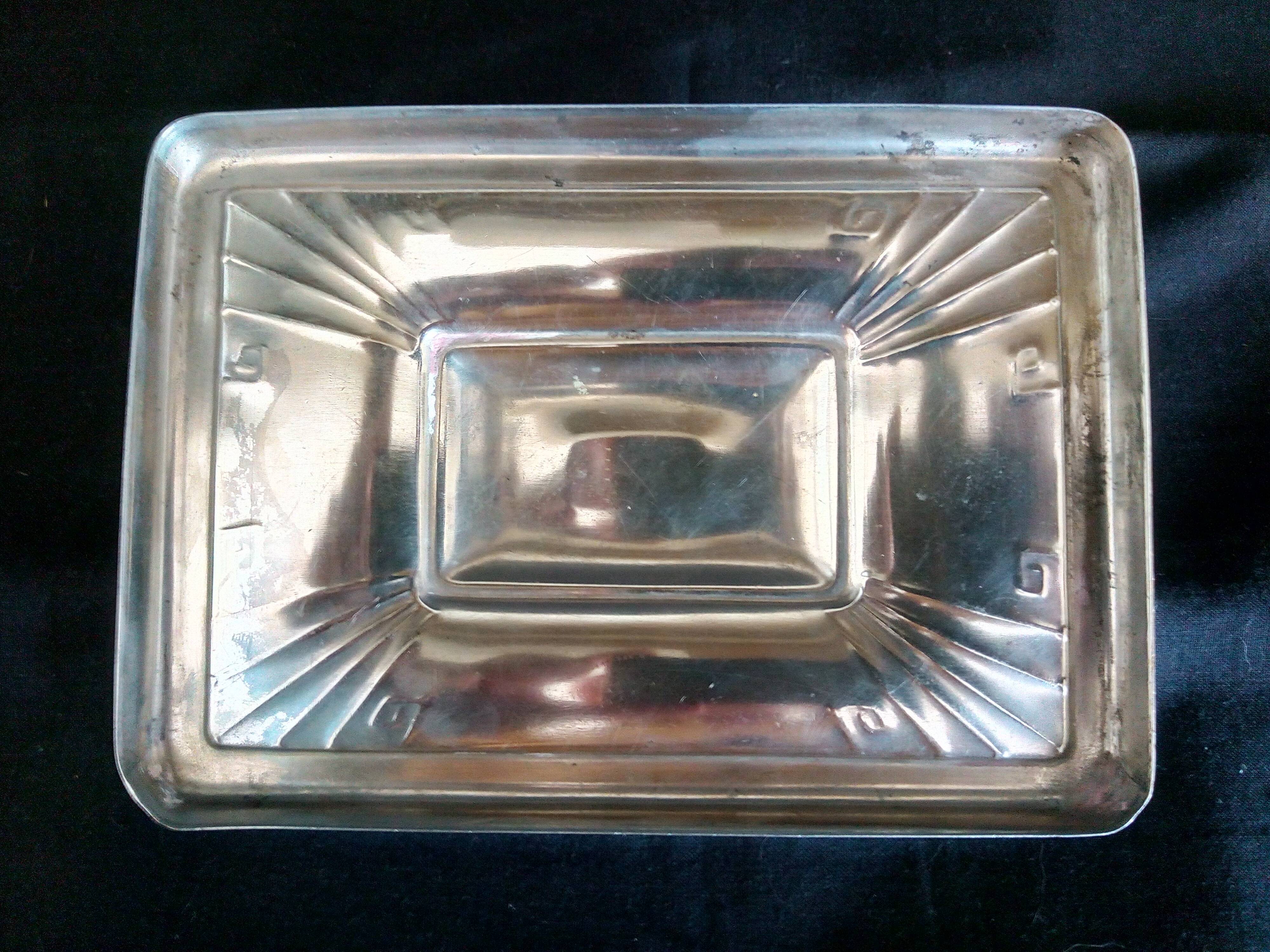 Art Deco cookie jar in chrome metal and glass