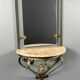 Wall console with mirror, wrought iron and marble, 20th century