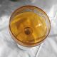 14cl Nancy Houillon crystal wine glass, amber lined, floral frieze