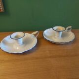 Pair of enamelled candle holders
