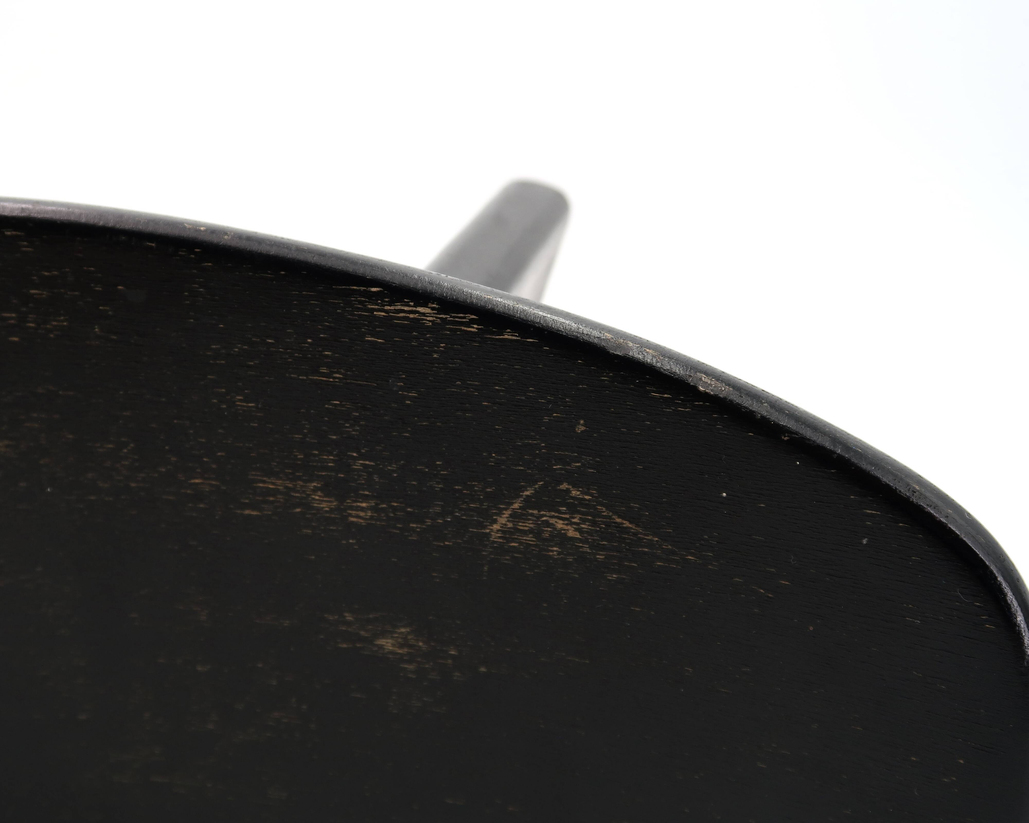 Black wooden Shoggi meditation stool by Alain Gaubert, 1980s vintage