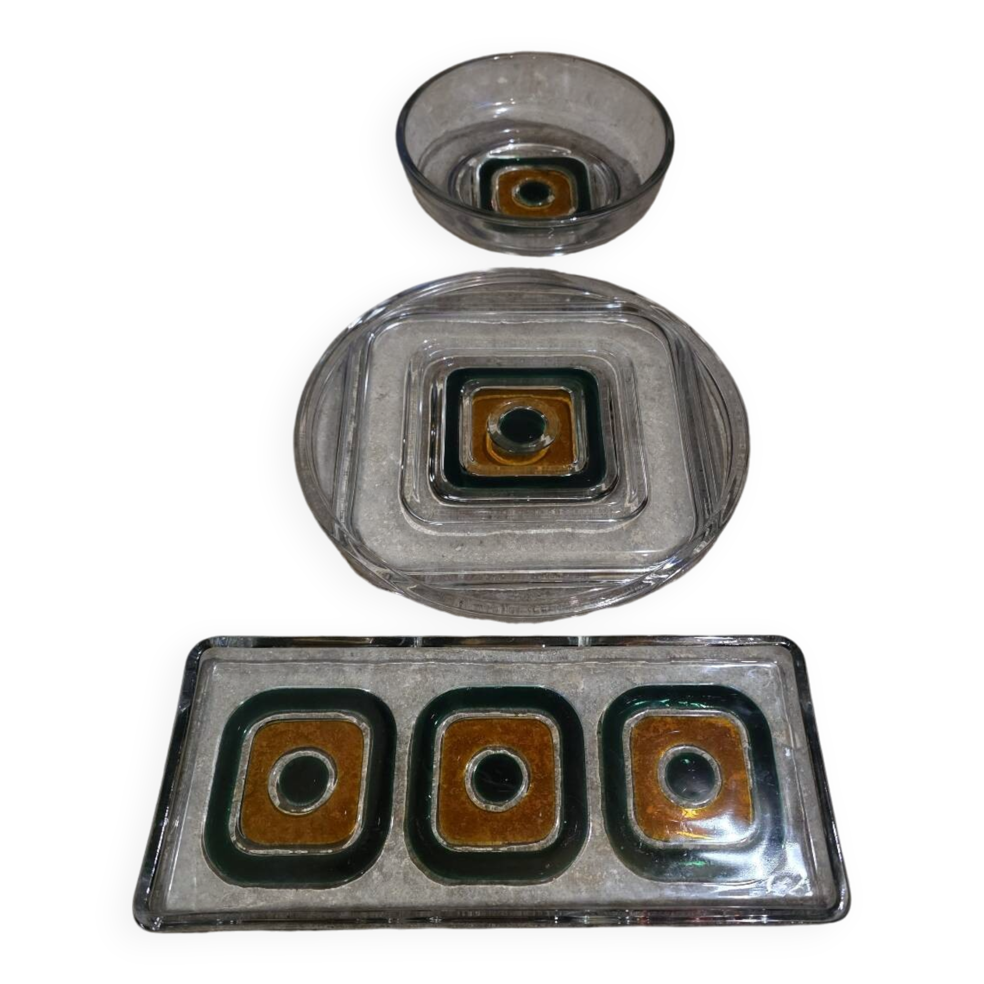 Set of three Walther kristallglas serving dishes from the 60s