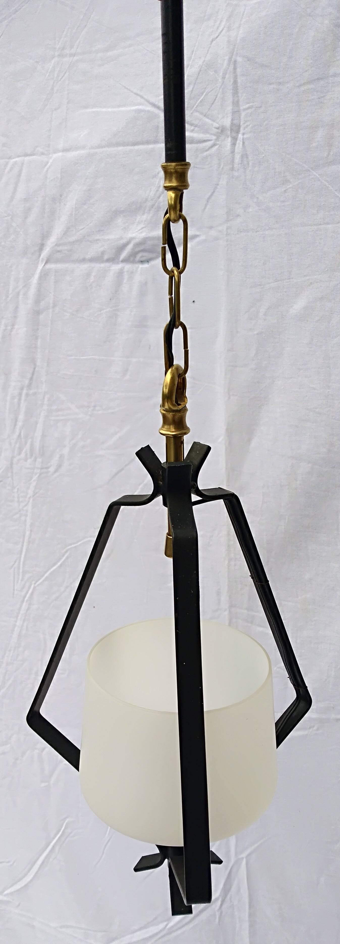 Small 60s metal and opaline light fixture
