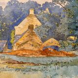 Old painting, landscape of Brittany, signed and dated 1904