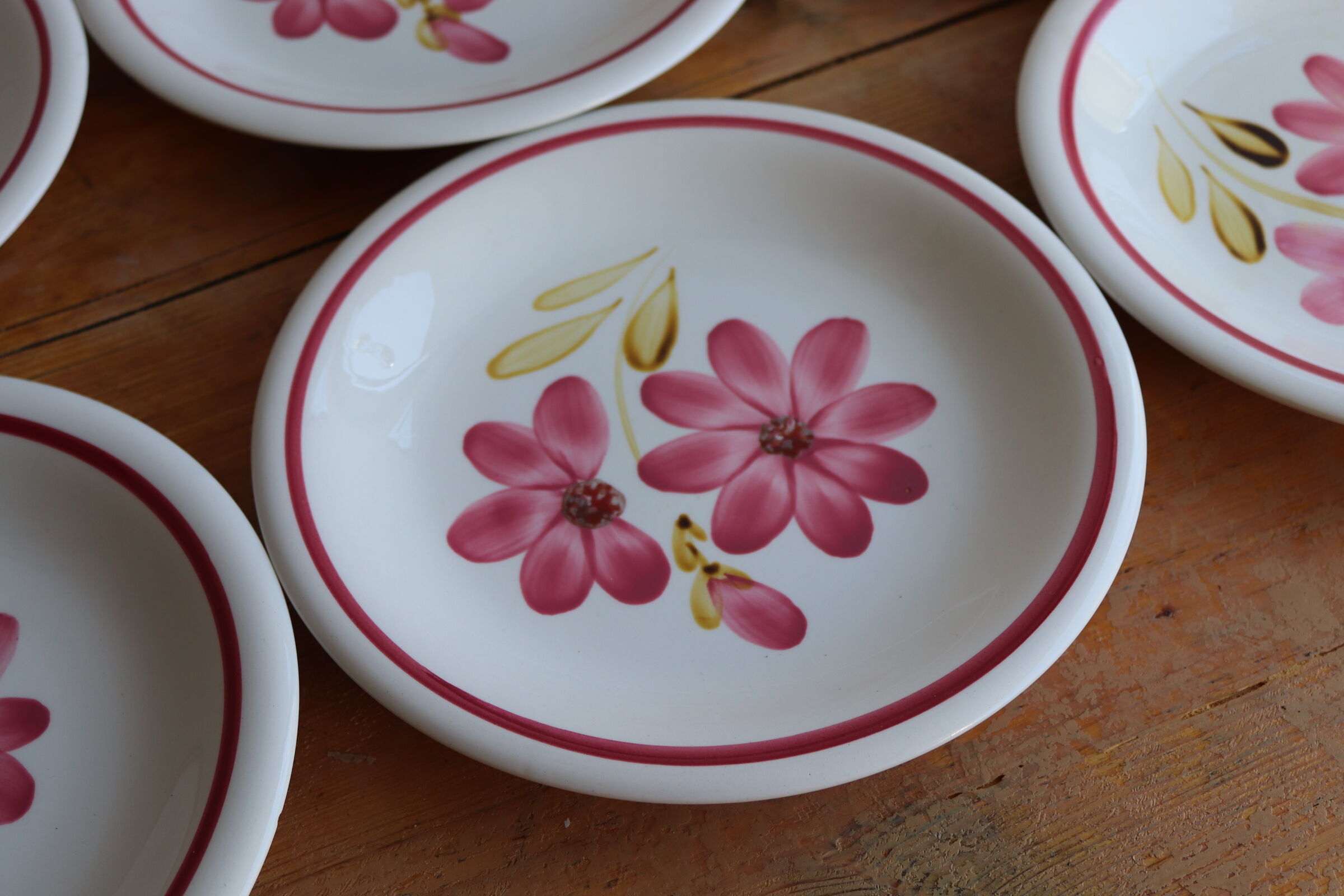 8 Antique plates in floral ceramics