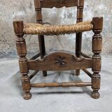 Set of 4 wooden and straw chairs