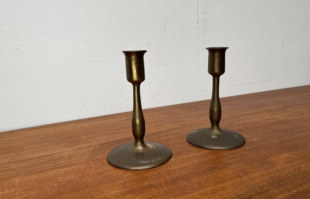 Porte-bougies en métal du milieu du siècle, années 1960, lot de 2