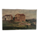 Castelet du pays Cathare, huile sur toile ancienne