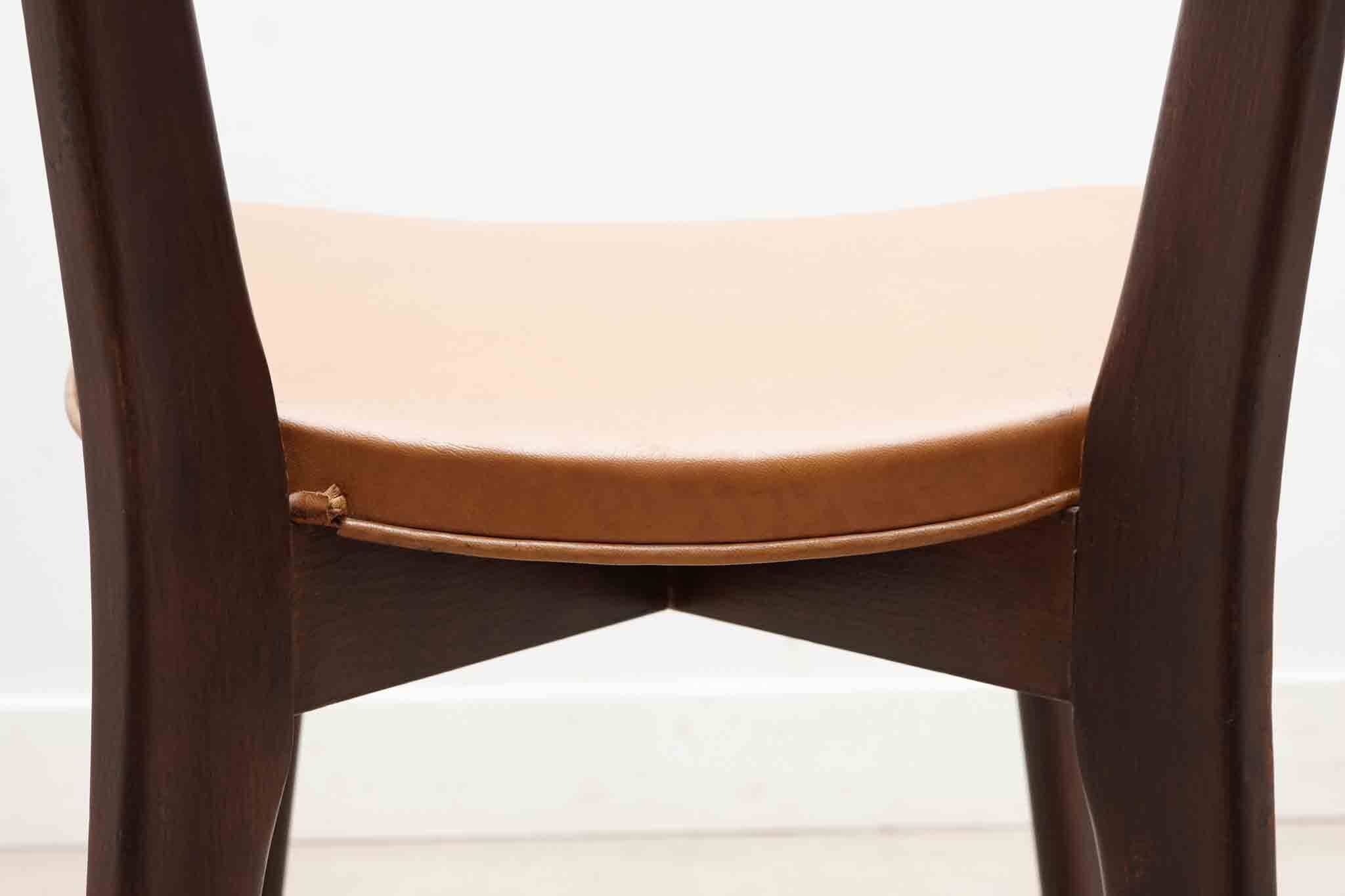 Bistro chair in fawn leatherette and dark oak