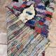 Vintage Moroccan Boucherouite rug: small abstract rug