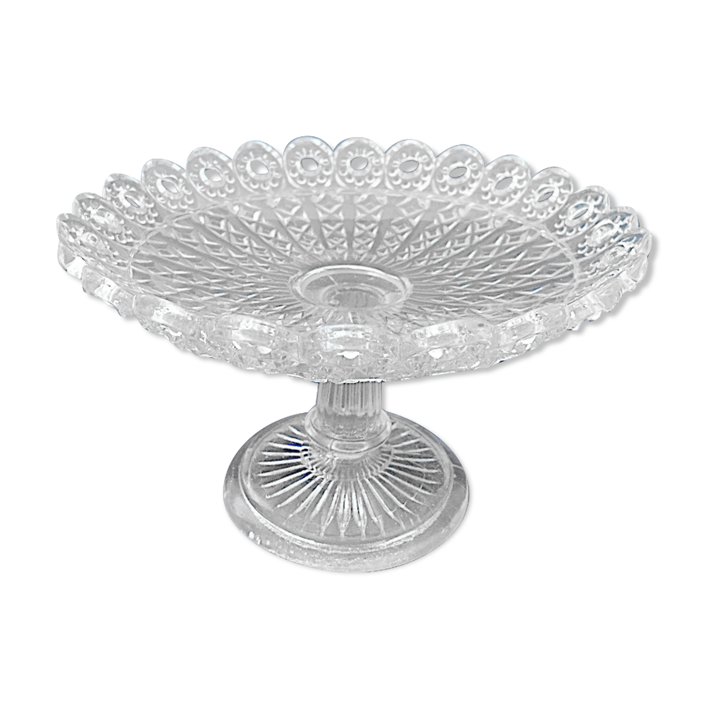 Plate mounted on pressed-molded glass column