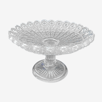 Assiette montée sur colonne en verre pressé-moulé