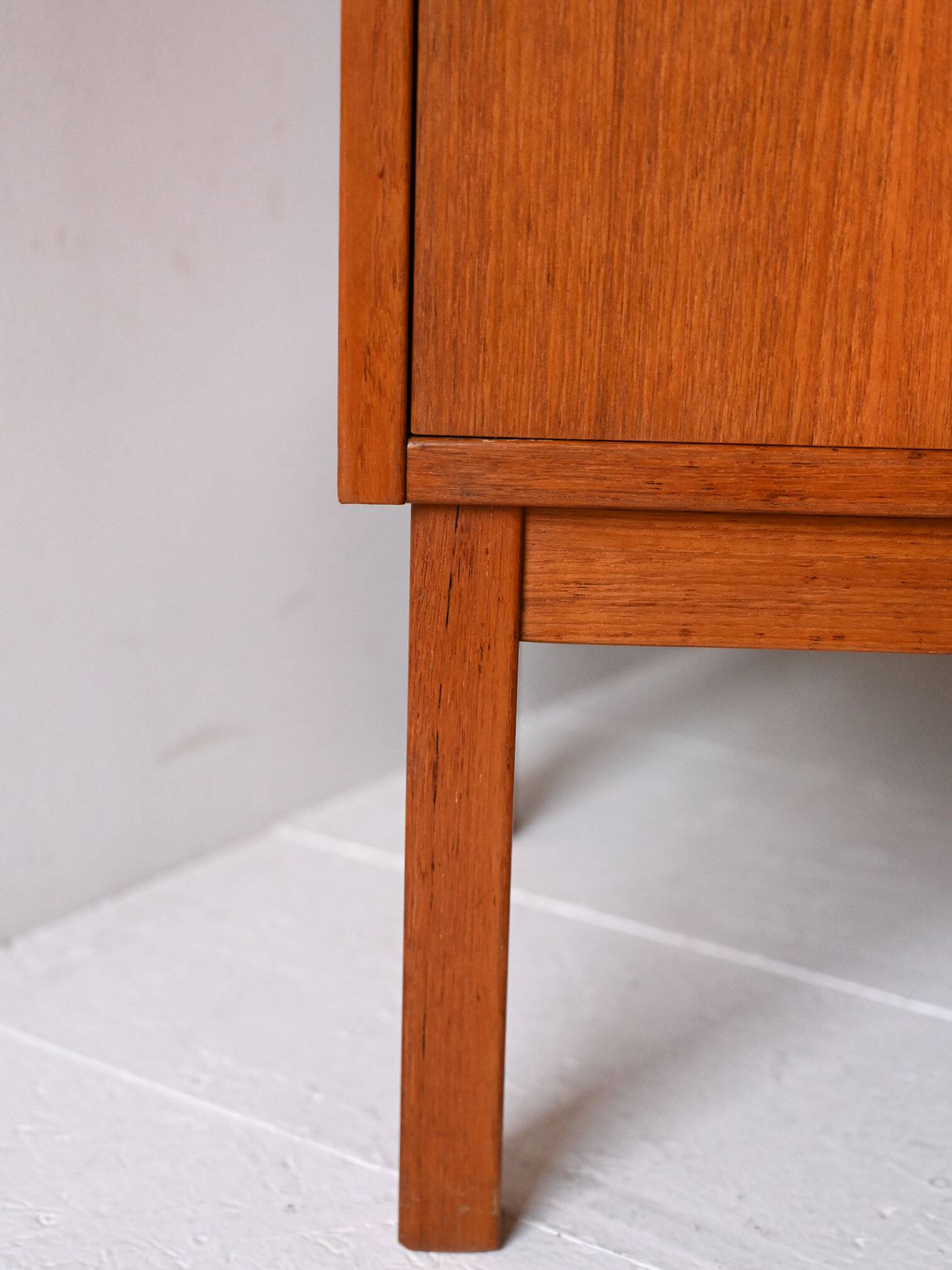 Vintage Scandinavian bookcase with hinged doors and open shelves