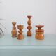 Set of 4 Scandinavian turned wooden candle holders