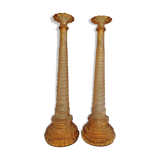 Pair of amber-coloured carafes