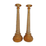 Pair of amber-coloured carafes