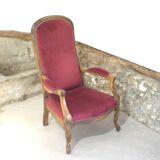 Voltaire red velvet armchair