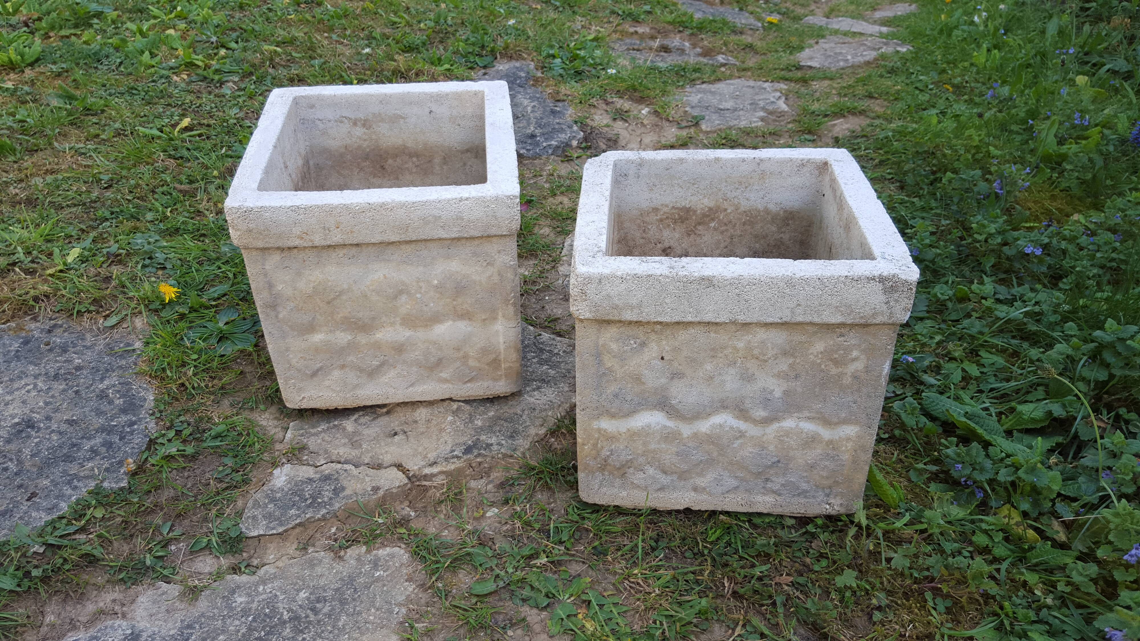 Paire de jardinières cubiques vintage 1960
