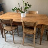 Large vintage farmhouse table from the 50s in solid wood (oak)