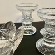 Vintage-style crystal candlesticks in the style of LITTLA