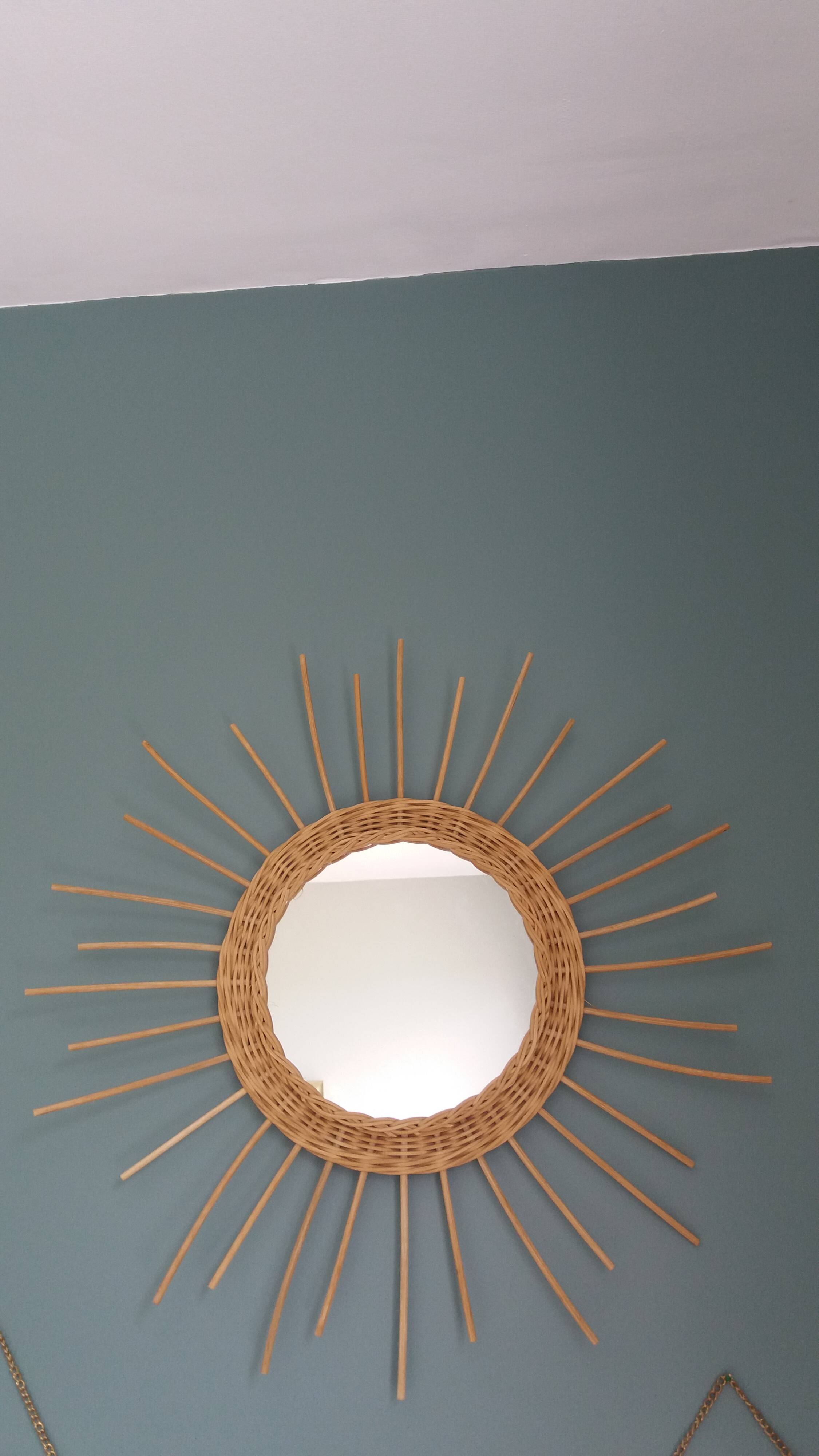 Miroir soleil rond en rotin osier
