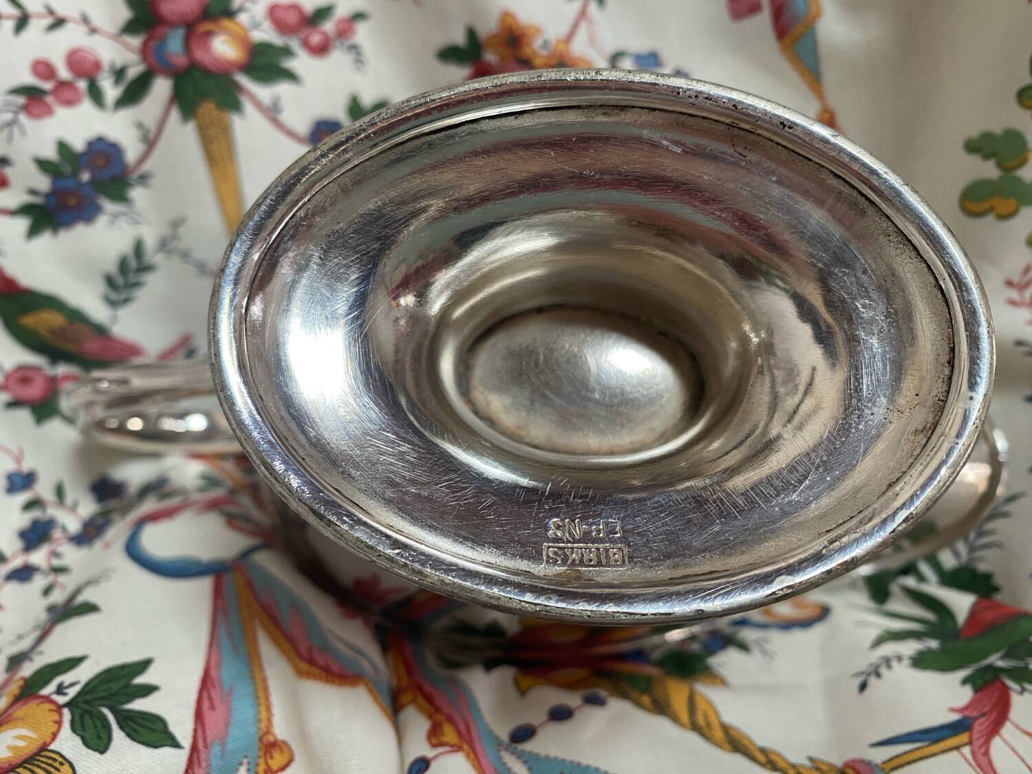 Antique silver-plated gravy boat stamped Birks