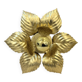 Masca 1970s 1980s Hollywood Regency Gold Leaf Metal Flower Wall Sconce