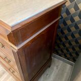 Louis Philippe antique chest of drawers with 4 drawers and a white marble top.