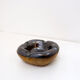 Longchamp mid-century ashtray in glazed ceramic and leather - France 1950s