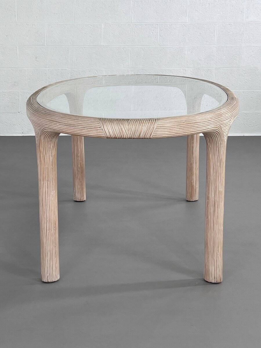 Oval table in marquetry of rattan and glass Vivai del Sud