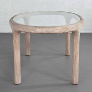 Oval table in marquetry of rattan and glass Vivai del Sud